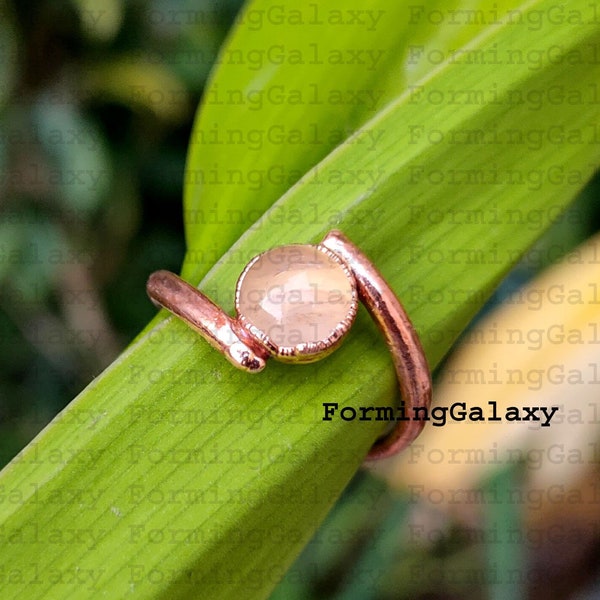 Natural rose quartz Ring, Electroformed Ring, Copper Ring, Gemstone Ring, crystal Ring, Birth Stone ring, Statement Ring, Gift For Her, boho