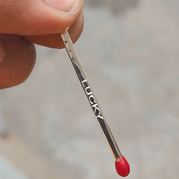 Sterling Silver Matchstick Pendant, Personalized Initial Enamel Charm Necklace