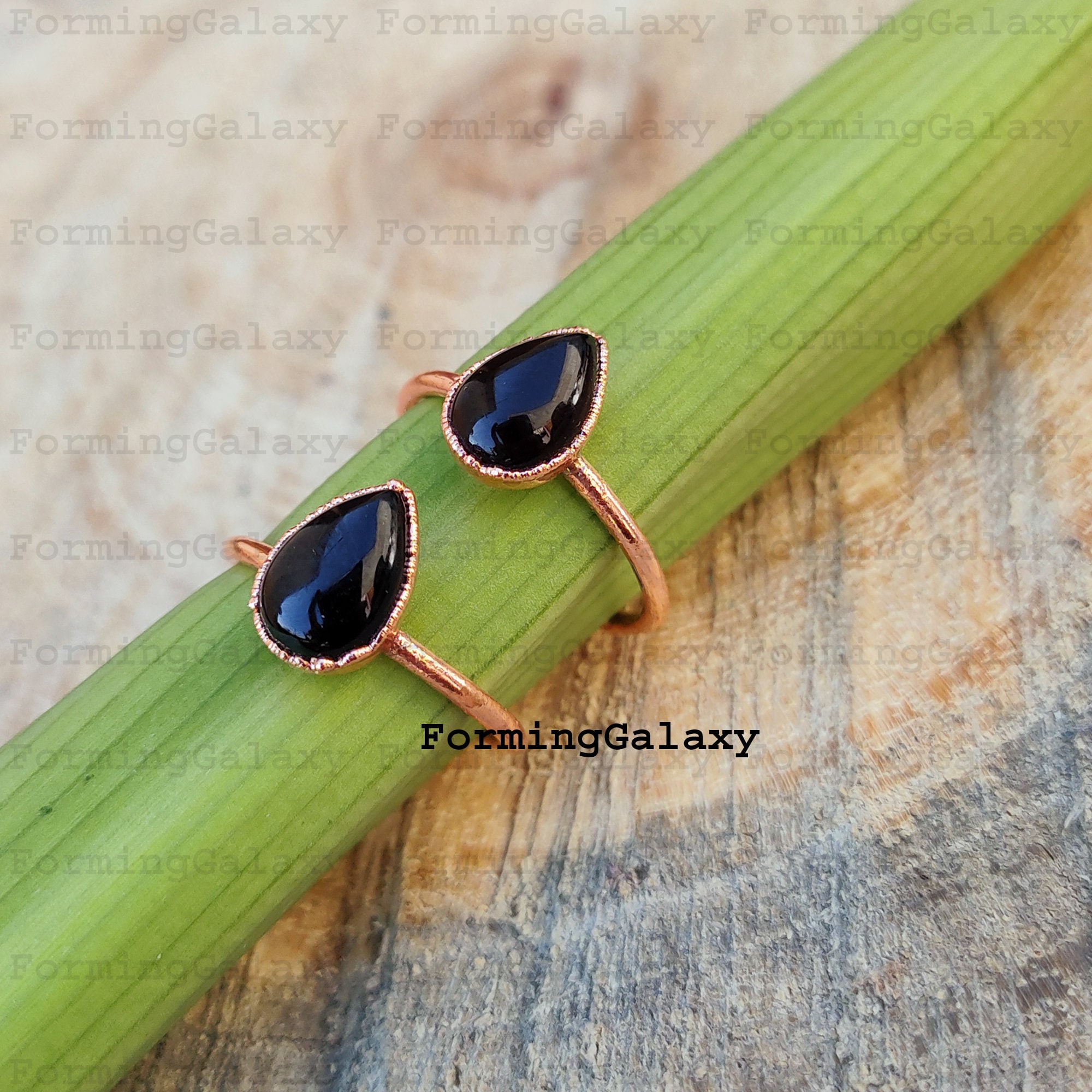 Natural Black Onyx, Copper Crystal Ring, Electroformed Ring, Antique Ring,Handmade Ring, Unique Ring,Boho Ring, Healing Stone Ring, Gift Her