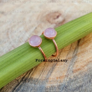 Natural Rose Quartz Ring, Gemstone Ring, Electroformed Ring, Copper Ring, Boho Ring, BirthStone Ring, Electroplated Jewelry, Statement Ring