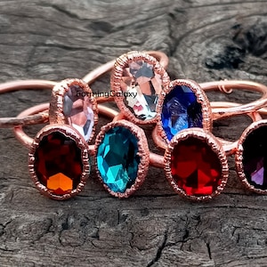 Multi Color Topaz Hydro Color Electroformed Ring, Electroplated Ring, Copper Jewelry, Gift For Her, Women Ring, Midi Ring, Hippie Ring, Ring