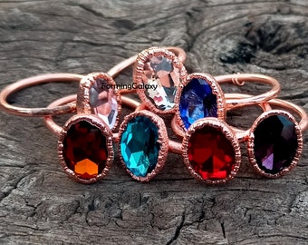 Multi Color Topaz Hydro Color Electroformed Ring, Electroplated Ring, Copper Jewelry, Gift For Her, Women Ring, Midi Ring, Hippie Ring, Ring