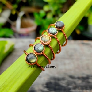 Electroformed Natural Labradorite Ring, Chakra Healing Ring Gemstone Ring, Crystal Ring, Copper Handmade Ring, Anniversary Ring, Gift  Women
