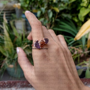 Natural Amethyst Ring, Electroformed Ring, Carnelian Ring, Copper Ring, Antiq Handmade Ring, Electroplated Ring, Gift For Her, Women Ring