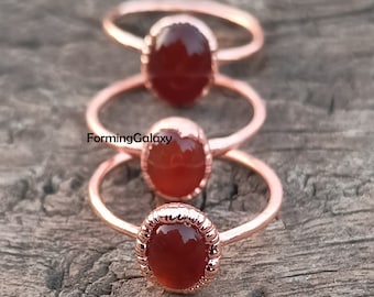 Natural Carnelian Electroformed Ring, Statement Ring, Minimalist Ring, Gift For Her, Electroplated Ring, Gift For Women, Boho Gemstone Ring