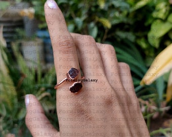 Raw Garnet Ring, Electroformed Ring, Adjustable Ring, Copper Ring, January Birthstone Ring, Handmade Ring, Electroplated Ring, Gift For Her