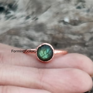 Natural Labradoite Electroformed Ring, Flashy Labradorite Ring, Blue Labradorite Ring, Gift For Her, Electroplated Ring, Minimalist Ring