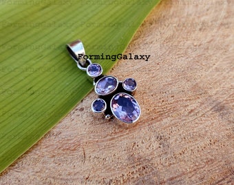 Faceted Amethyst Pendant, 925 Sterling Silver, Boho Necklace