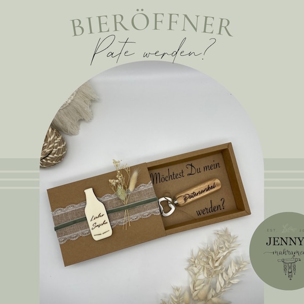 Patenonkel Patentante fragen Geschenkbox Flaschenöffner Bieröffner Geschenk Pate Patin