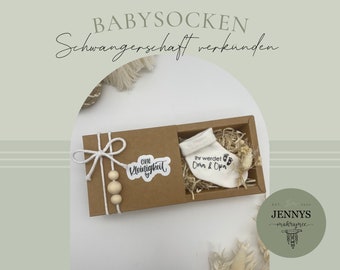 Babysocken Schwangerschaft verkünden Personalisiert du wirst Oma Opa Onkel Tante