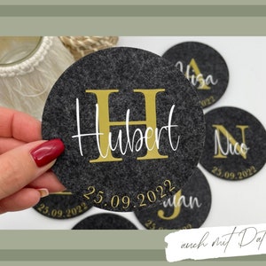 personalized coasters made of felt guest gift baptism wedding gift idea birthday