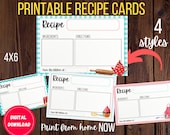 Farmhouse Recipe Cards 4x6, Printable Cute Design (Digital Download)