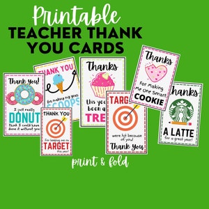 Teacher Appreciation Printable Thank You Cards