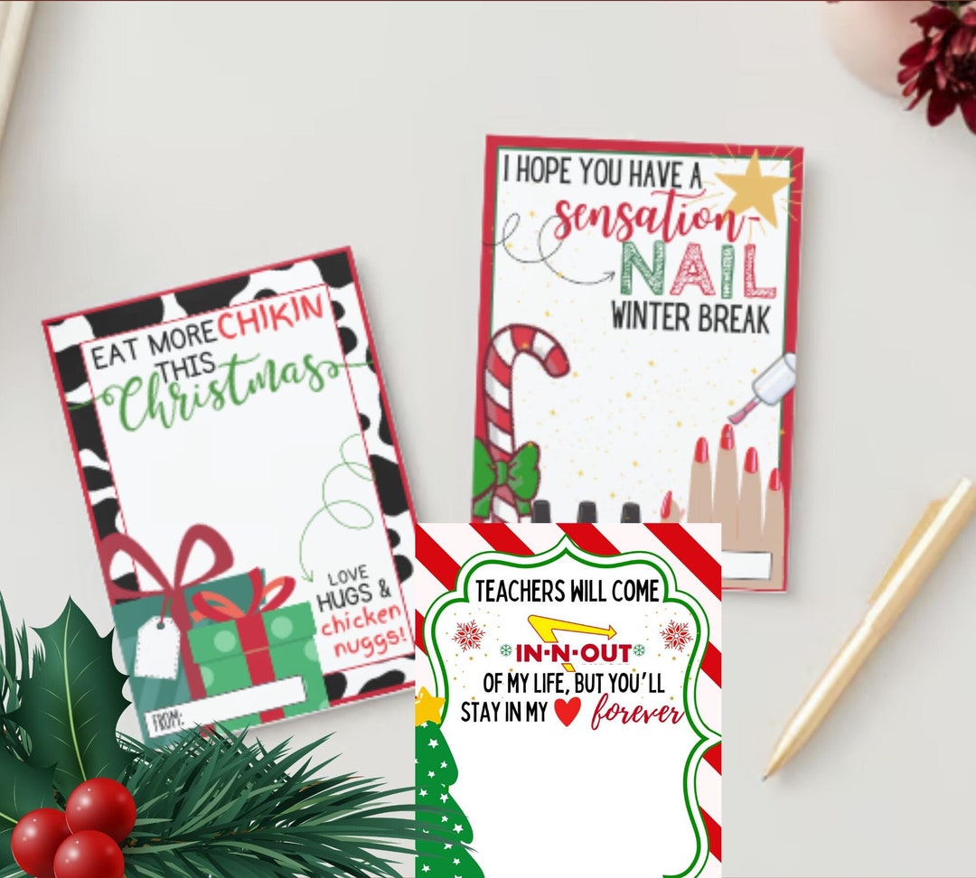 Printable Teacher Christmas Gift Card Holderschickfila Gift Cardinn