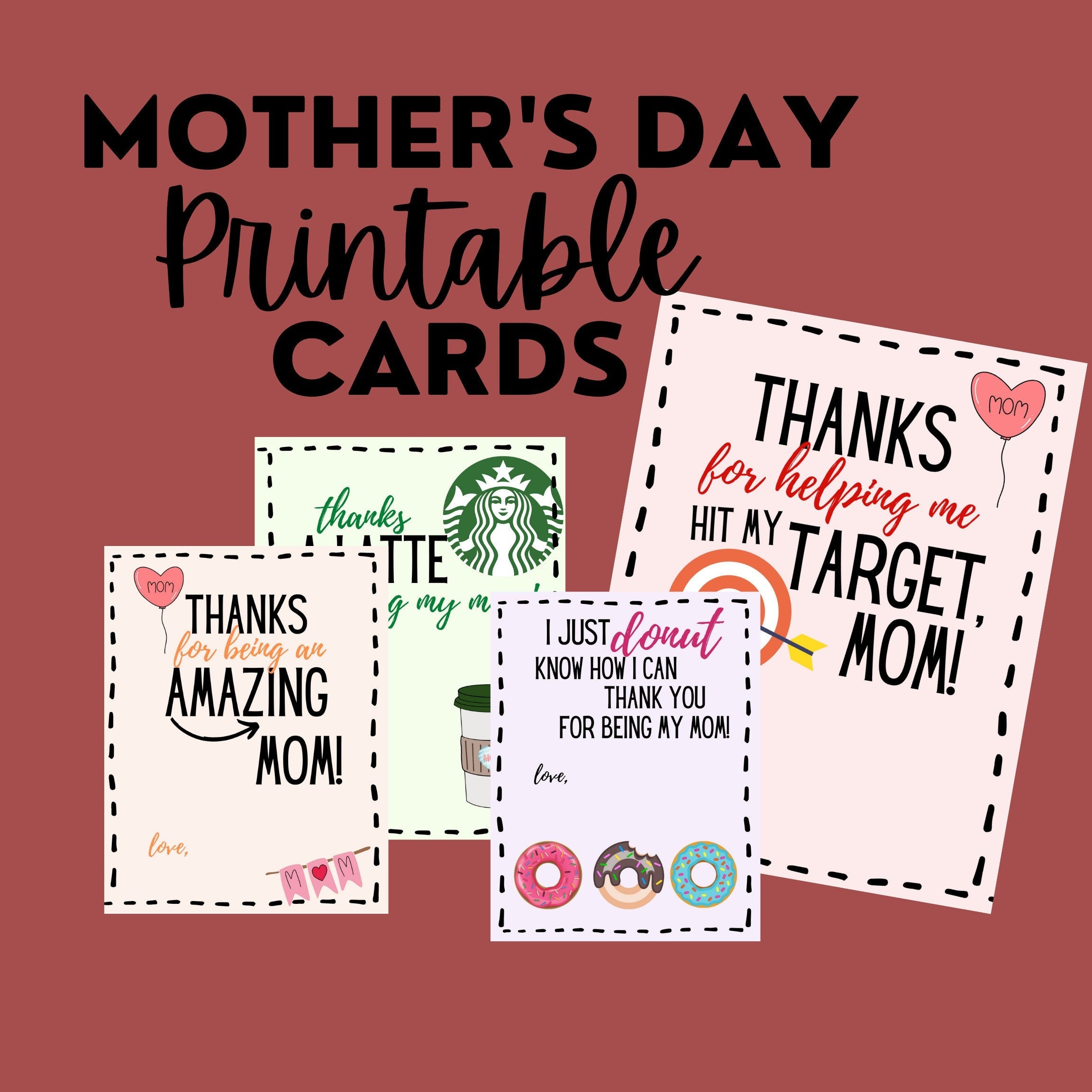 Printable Mother's Day Cards for Gift Cardsmother's - Etsy