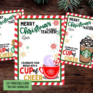Druckbare Weihnachtsgeschenk für Lehrer|Kaffee Weihnachtsgeschenk|Lehrer Kaffee|Starbucks Lehrer