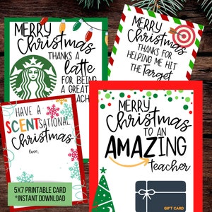Porte-cartes de Noël imprimables pour enseignants