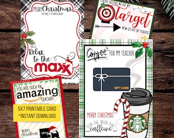 Printable Teacher Christmas Gift Card Holders