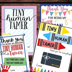 Petit dompteur humain|Porte-cartes de remerciement pour professeur|Idée cadeau pour la garderie|Remerciement pour professeur|Cadeau de remerciement pour baby-sitter|Carte cadeau imprimable