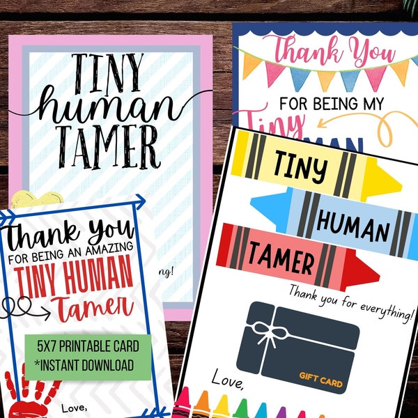 Tiny Human Tamer|Teacher Appreciation Gift Card Holder|Daycare Gift Idea|Teacher Thank You|Babysitter Thank You Gift|Gift Card Printable