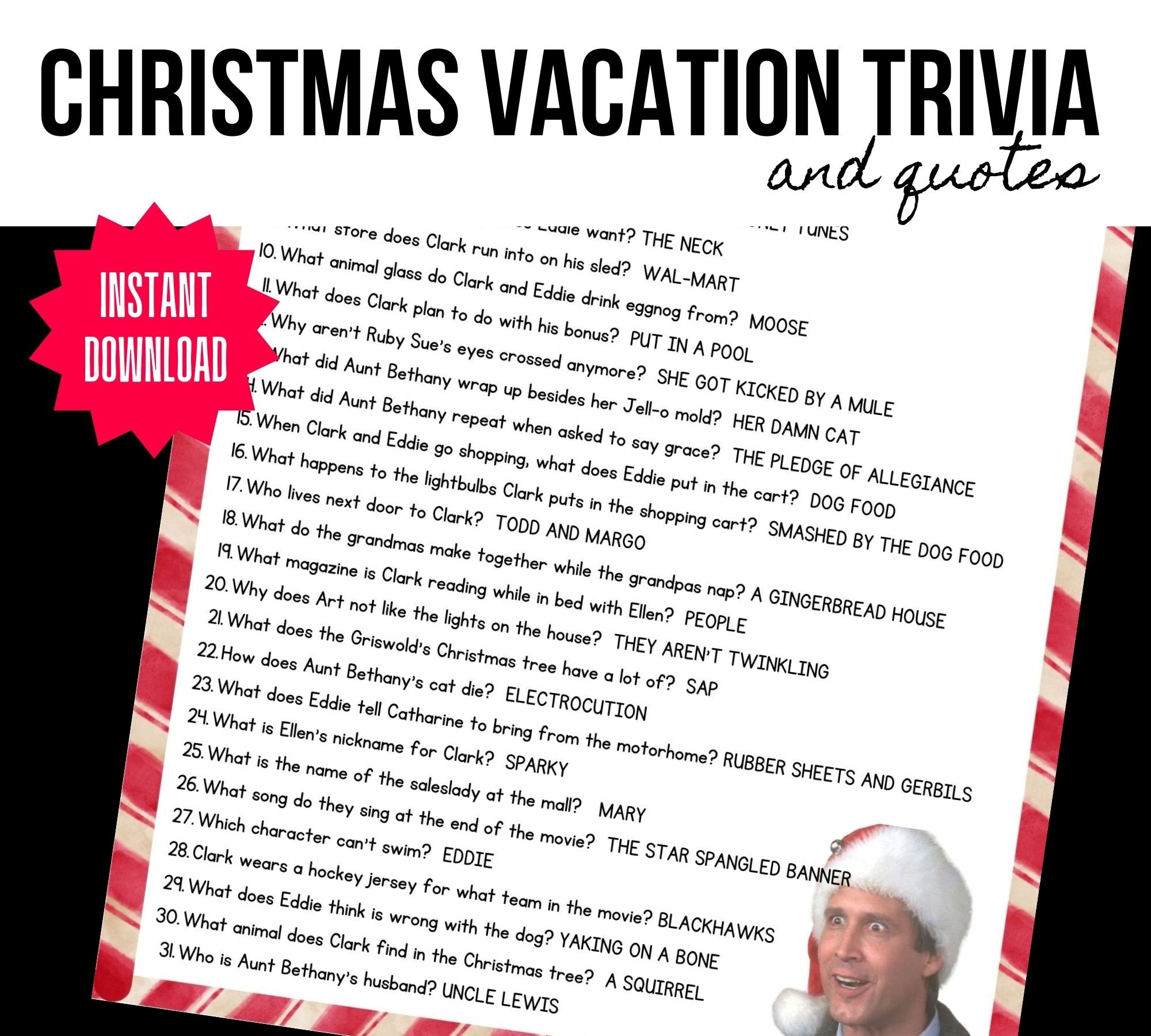 Christmas Vacation Trivia, Christmas Vacation Quotes, Christmas Game ...