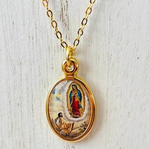 Virgin of Guadalupe and San Juan Diego Necklace, Religious Necklace Gift  for Mom, Best Friend Birthday Gift, Virgin of Guadalupe Necklace