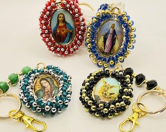 Catholic Beaded Keychain, Miraculous Medal, Religious Gift