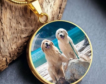 Personalized Pet Photo Pendant Necklace: Dog Mom Memorial Gift