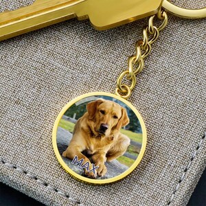 Custom Pet Portrait Keychain, Graphic Circle Keychain for Dog Mom, Personalized Pet Photo Dog Dad Gift, Custom Dog Keepsake Gift Pet Lover