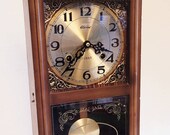 Stunning Vintage Alaron 31-Day Wall Clock Pendulum Grandfather Mini Wind-up Key Chime