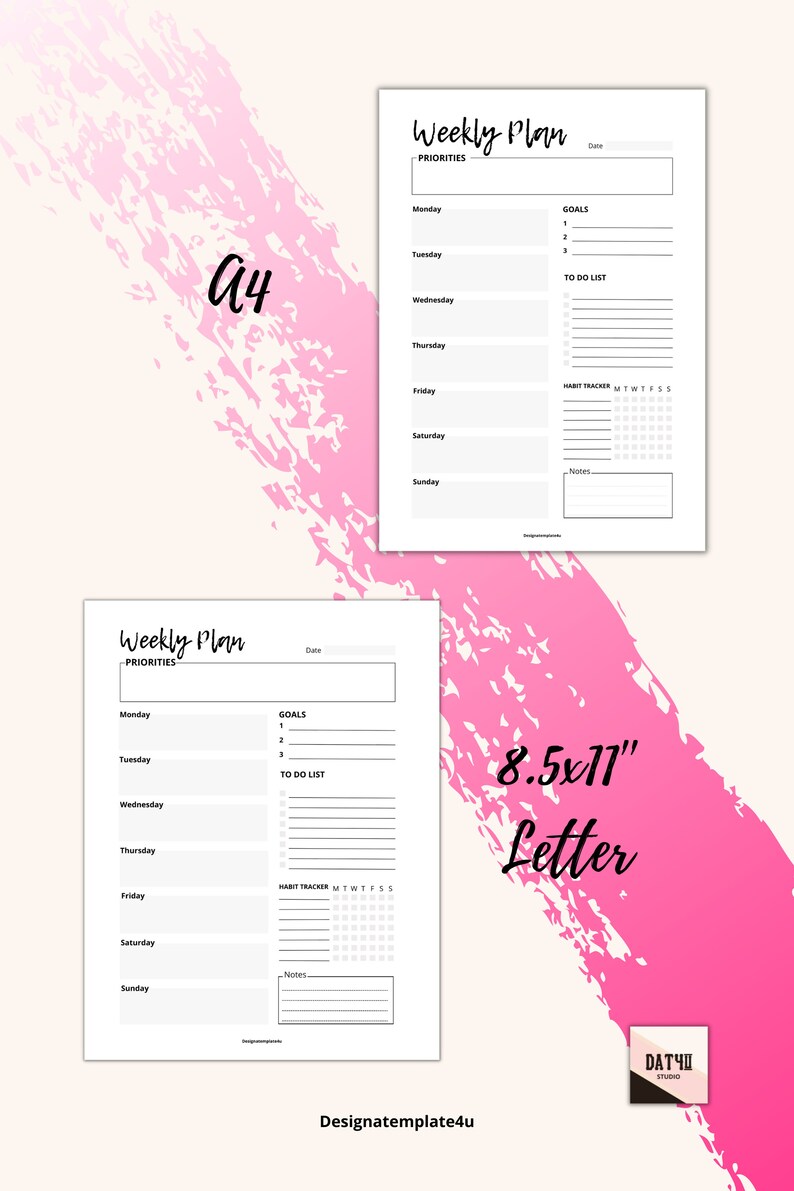 Printable Plannera4 Letter Sizeprint at Home Daily Weekly | Etsy