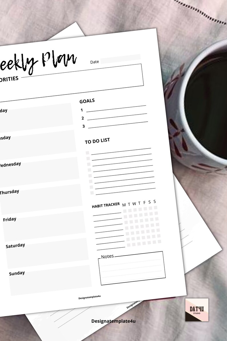 Printable Plannera4 Letter Sizeprint at Home Daily Weekly | Etsy