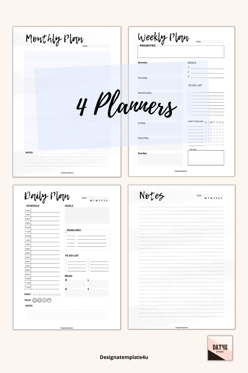 Printable Plannera4 Letter Sizeprint at Home Daily Weekly | Etsy