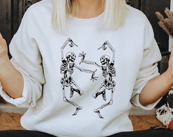 Dancing Skeleton Sweatshirt, Halloween Sweatshirt for Women, Halloween Costume Shirt, Halloween Party Shirt, Spooky Season Shirt, Skeleton