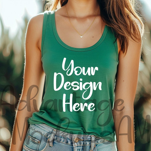 Kelly Green Next Level 1533, Racerback Tank Mockup, Layering Tank Top Mockup, Tank Top Season, Loose Fitting Tank Top, Green Scoop Tank Top