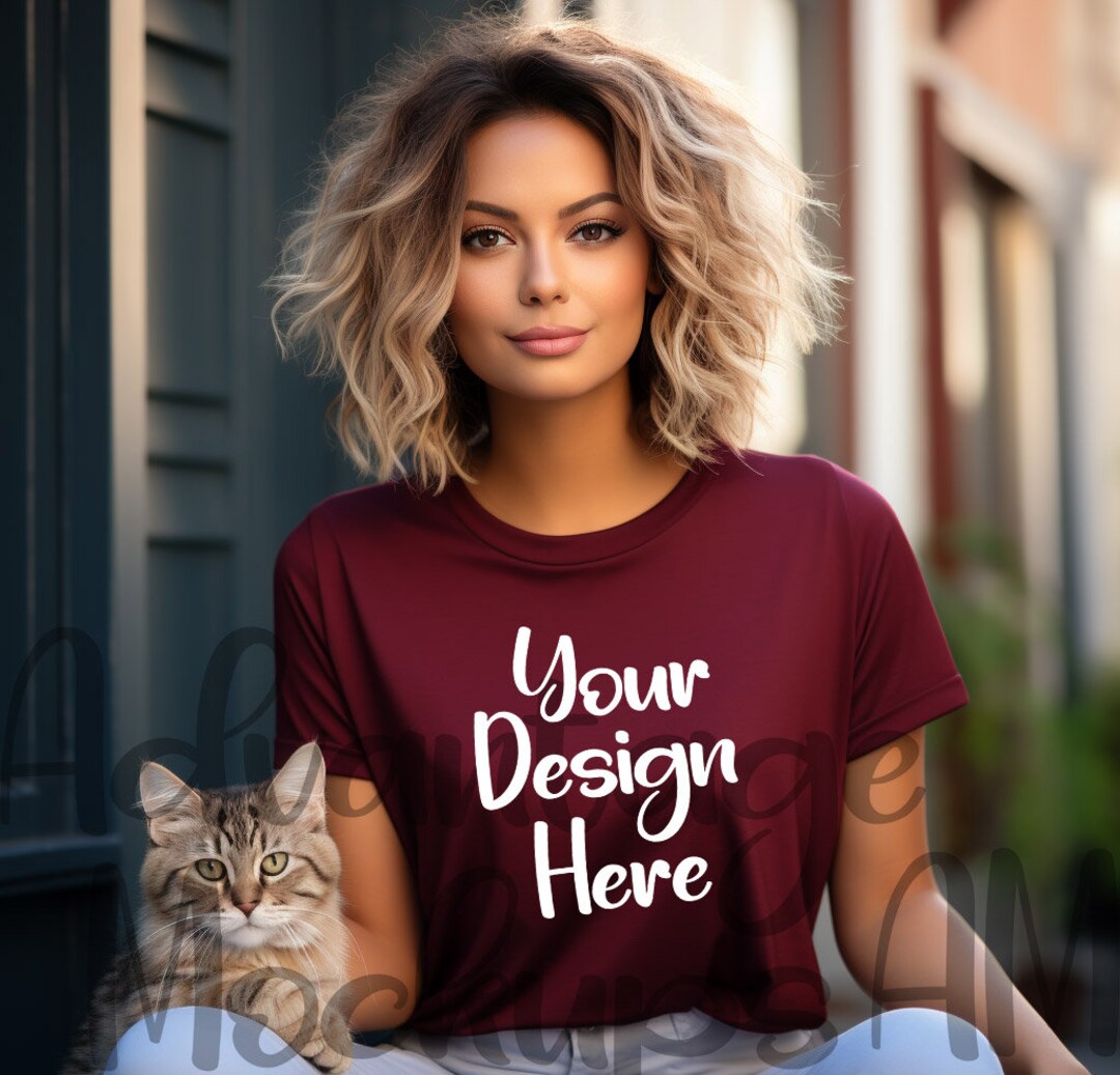 Bella and Canvas 3001 T-shirt Mockup Maroon Mockup T-shirt - Etsy