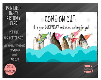 Funny Fish Birthday Card - Etsy