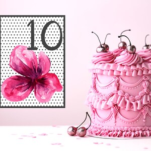 Hochzeit Tischnummer Karte/flach 5"x7" oder gefaltetes Zelt 4.5"x5.5"/Instant download und printable. Babypartys auch! Leuchtend rosa Bougainvillea.