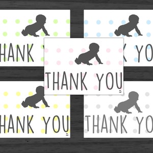 DANKE Karte für Baby Geschenke/Dusche! Spaß in mehreren Farben/Punkten. 5"x7" (12,7x17,8 cm). Sofortiger Download, Drucken/Schneiden mit Umschlagschablone