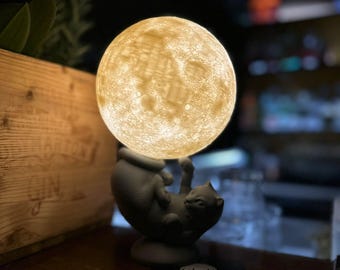 Cat Lamp with Moon | 3D Printed