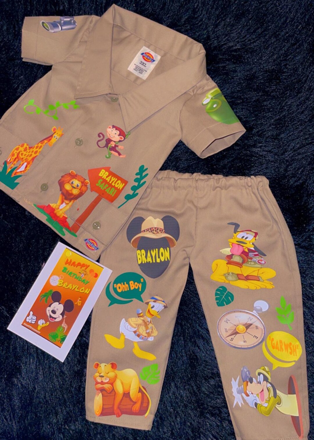 Mickey Safari Birthday Dickies Set Etsy