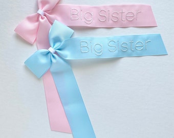 Hand Embroidered Big Sister Bow