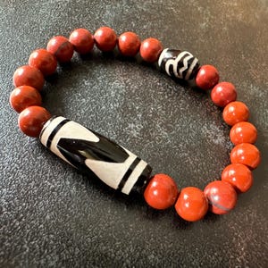 Dzi stone &quot;Lotus&quot; and &quot;Horse&quot;, Dzi stones from Tibet, Dzi bead bracelet, Unique bracelets, Bead bracelet, bracelets, Gemstone bracelet