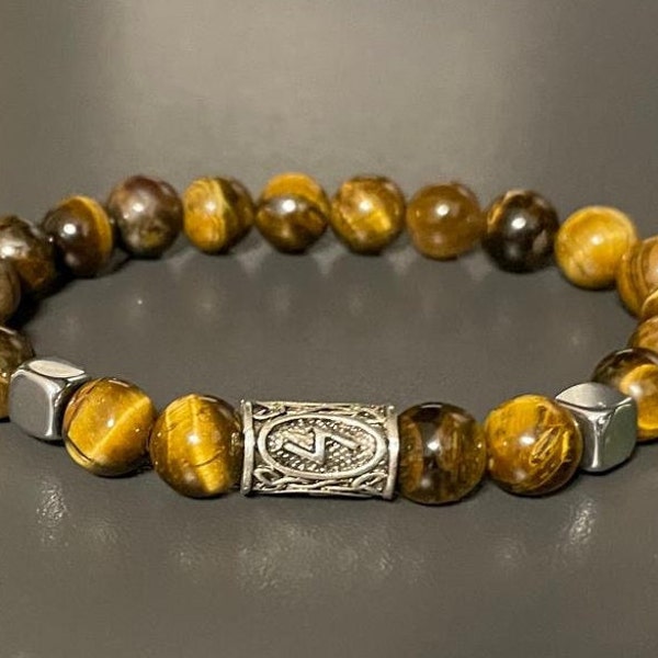 Tiger eye bracelet with runes, bracelet with runes, Rune,,runic bracelet