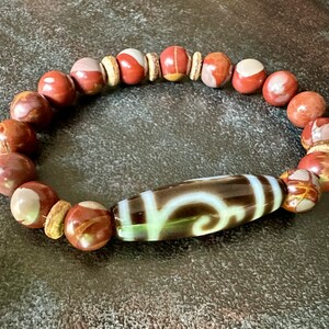 Jasper bracelet A++, Dzi stone Tara from Tibet with agate, Dzi bead bracelet, amulet, dzi beads, unique bracelets, bracelet
