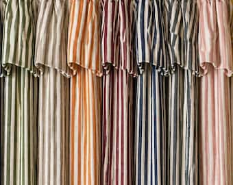 Yarn-Dyed Striped Cotton-Linen Blackout Curtains, Extra Wide Farmhouse Boho Drapes