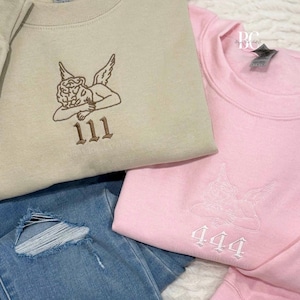 Embroidered Angel Numbers Sweatshirt: Cherub Crewneck image 1