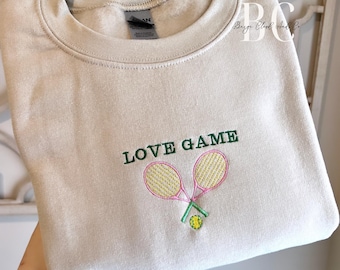 Embroidered Tennis Sweatshirt: Personalized Racket Crewneck