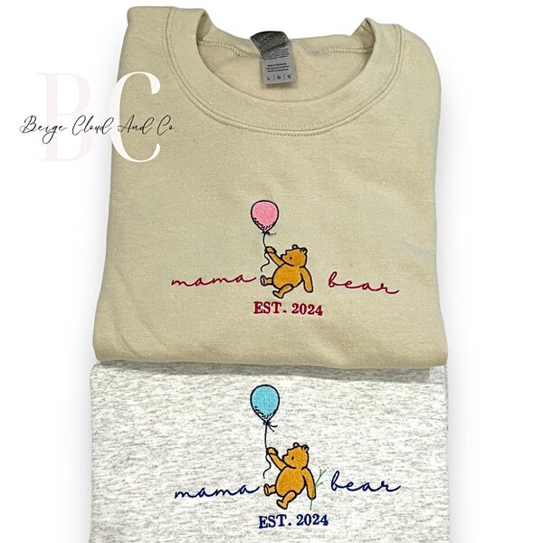 Custom Mama Bear Sweatshirt | Embroidered Crewneck | Gender Reveal | Gift For New Mom | Baby Shower | Pregnancy Loss