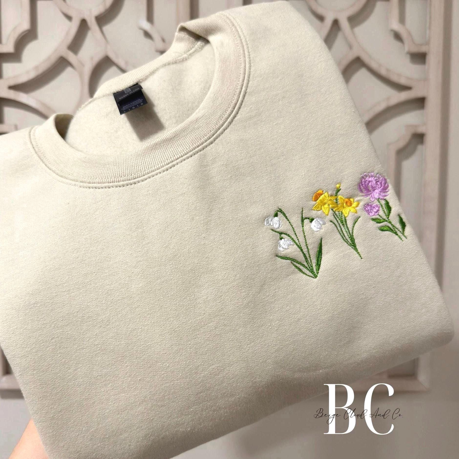 Embroidered Flower Shirt - Etsy